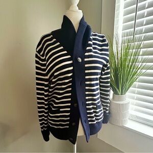 GAP Navy and White Striped Oversized Sweater